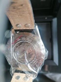 Sea The Stars Guineas White Steel on Leather Strap Watch. Men's Sapphire Glass