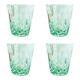 Set Of 4 Four Murano Glass Tumblers Green Millefiori 11cm