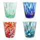 Set Of 4 Four Murano Glass Tumblers Green Red Blue Millefiori 11cm