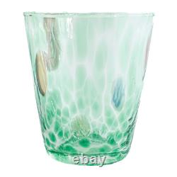 Set of 4 Four Murano Glass Tumblers Green Red Blue Millefiori 11cm