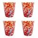 Set Of 4 Four Murano Glass Tumblers Red Millefiori 11cm