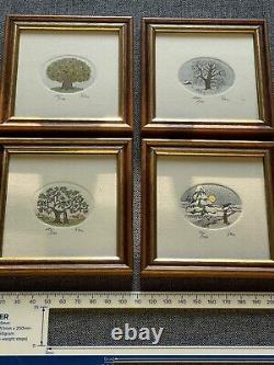 Set of 4 Vtg Limited Edition Framed Etching Art Signed by Ron Original Radierung