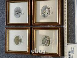 Set of 4 Vtg Limited Edition Framed Etching Art Signed by Ron Original Radierung