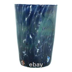 Set of 6 Murano Glass Drinking Art Glasses Tumbler Blue Hand Made Millefiori Set