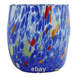 Set of Four 4 Murano Glass Drinking Art Tumbler Pink Red Blue Multi Millefiori