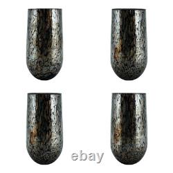 Set of Four 4 Murano Glass Drinking Tumbler Black Brown 14cm