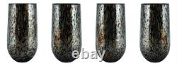 Set of Four 4 Murano Glass Drinking Tumbler Black Brown 14cm