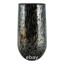 Set of Four 4 Murano Glass Drinking Tumbler Black Brown 14cm