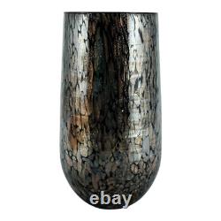 Set of Four 4 Murano Glass Drinking Tumbler Black Brown 14cm