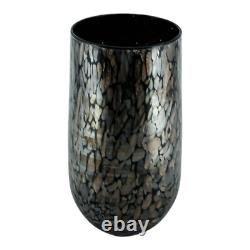 Set of Four 4 Murano Glass Drinking Tumbler Black Brown 14cm