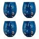 Set Of Four 4 Murano Glass Drinking Tumblers Blue Handmade Millefiori Venice