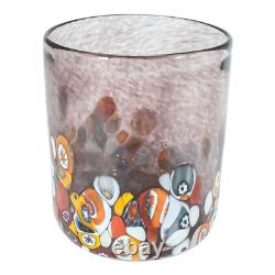Set of Four 4 Murano Glasses Tumblers Red Purple Blue Multi Venice Millefiori