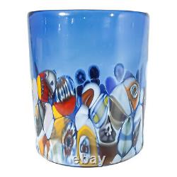 Set of Four 4 Murano Glasses Tumblers Red Purple Blue Multi Venice Millefiori