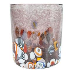 Set of Four 4 Murano Glasses Tumblers Red Purple Blue Multi Venice Millefiori