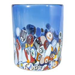 Set of Four 4 Murano Glasses Tumblers Red Purple Blue Multi Venice Millefiori