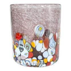 Set of Four 4 Murano Glasses Tumblers Red Purple Blue Multi Venice Millefiori