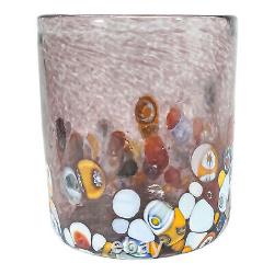 Set of Four 4 Murano Glasses Tumblers Red Purple Blue Multi Venice Millefiori