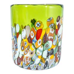 Set of Four 4 Murano Glasses Tumblers Red Purple Blue Multi Venice Millefiori