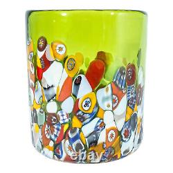 Set of Four 4 Murano Glasses Tumblers Red Purple Blue Multi Venice Millefiori