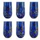 Set Of Six 6 Murano Glass Drinking Tumbler Blue Multi Millefiori 14cm