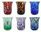 Set Of Six 6 Murano Glass Drinking Tumblers Blue Red Green Purple Millefiori