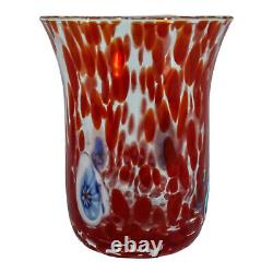 Set of Six 6 Murano Glass Drinking Tumblers Blue Red Green Purple Millefiori