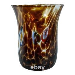 Set of Six 6 Murano Glass Drinking Tumblers Blue Red Green Purple Millefiori
