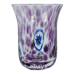 Set of Six 6 Murano Glass Drinking Tumblers Blue Red Green Purple Millefiori