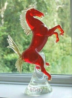 Signed Formia label Murano Ferrari rearing'Cavallino Rampante' horse sculpture