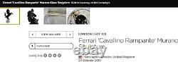 Signed Formia label Murano Ferrari rearing'Cavallino Rampante' horse sculpture