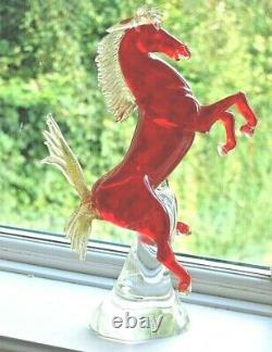 Signed Formia label Murano Ferrari rearing'Cavallino Rampante' horse sculpture