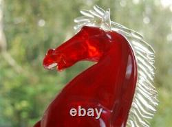 Signed Formia label Murano Ferrari rearing'Cavallino Rampante' horse sculpture