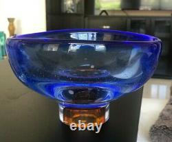 Signed Kosta Boda Goran Warff Zoom Mid Century Modern Art Glass Center Bowl