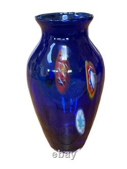 Silvano Signoretto Vintage Blue Hand-blown Murano Glass Vase NEWithSigned