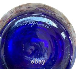 Silvano Signoretto Vintage Blue Hand-blown Murano Glass Vase NEWithSigned