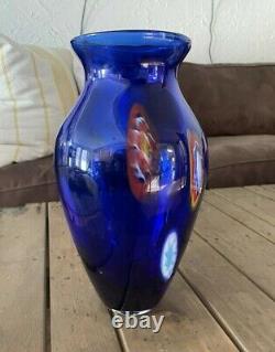 Silvano Signoretto Vintage Blue Hand-blown Murano Glass Vase NEWithSigned