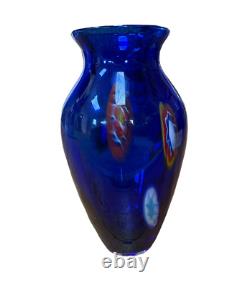 Silvano Signoretto Vintage Blue Hand-blown Murano Glass Vase NEWithSigned