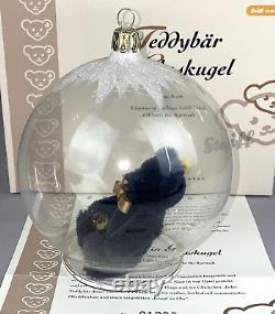 Steiff Ltd Edition Xmas Teddy Bear in Glass Ball 8cm Blue EAN656231