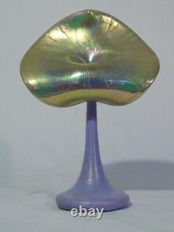 Stuart Abelman Jack in the Pulpit Purple Green Iridescent Aurene Art Glass Vase