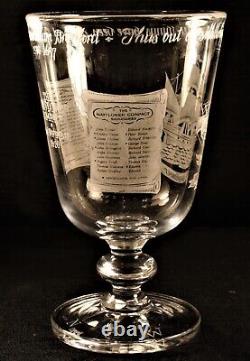 Stuart Limited Edition Etched Glass Goblet Mayflower 250th Anniversary 22cm high