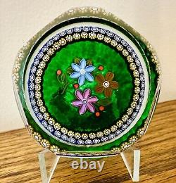 Stunning Perthshire Emerald Green Floral Faceted Limited Edition Paperweight