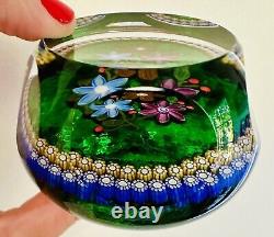 Stunning Perthshire Emerald Green Floral Faceted Limited Edition Paperweight