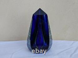 Stunning Signed Steve Correia Blue Iridescent Obelisk Art Glass Limited Edition