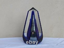 Stunning Signed Steve Correia Blue Iridescent Obelisk Art Glass Limited Edition