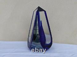 Stunning Signed Steve Correia Blue Iridescent Obelisk Art Glass Limited Edition