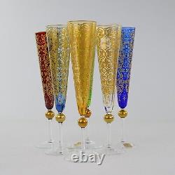 Theresienthal Glass, 6 x Champagne Glasses. Jahrtausend, Limited Editions, Boxed