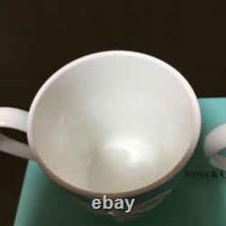 Tiffany & Co BONE CHINA Blue Ribbon Box Porcelain Pair Mug Cup Set Gift