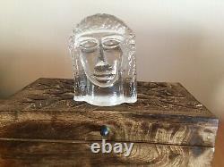 VINTAGE Erik Hoglund signed Pukeberg Glassworks Man Woman Sculptures, c. 1980