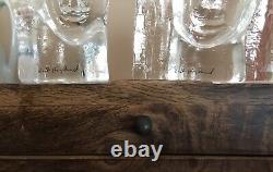 VINTAGE Erik Hoglund signed Pukeberg Glassworks Man Woman Sculptures, c. 1980