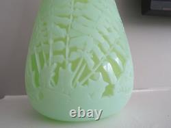 Vaseline FENTON CAMEO Glass CARVED FROG IN THE FERN VASE Kelsey Murphy Bomkamp